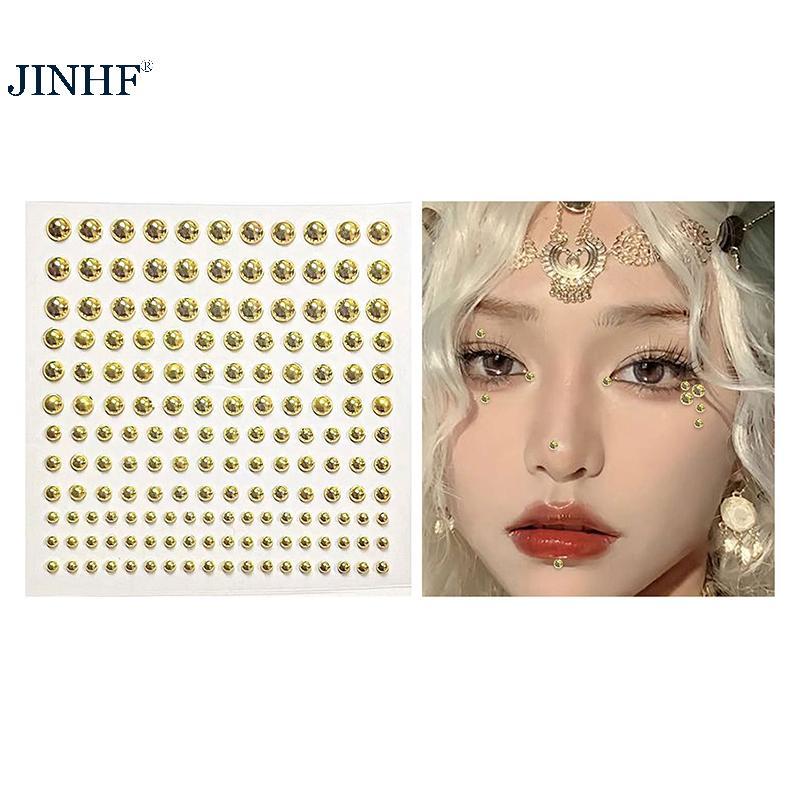 JINHF Miếng Dán Giả Mũi Stud Tự Dính Kim Cương Giả Không Xuyên Mắt Tai Mặt Trang Sức Cơ Thể Cho Nữ Miếng Dán Pha Lê HOT
