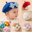 Mũ nồi cho bé mới biết đi có nơ Mũ beanie dệt kim Mũ họa sĩ dễ thương cho mùa đông thu