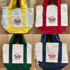 Trader Joe 's Mini Totes 4 Màu Sắc Cổ Điển Tote Vải Có Thể Tái Sử Dụng Thời Trang Cho Nữ Không Thẻ