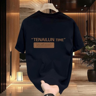 Áo thun nam cổ tròn thoải mái, in hai mặt, phong cách thể thao thường ngày.