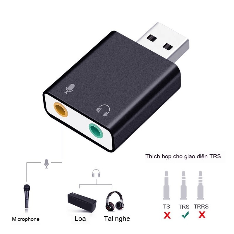 USB sound card ngoài 7.1 kênh, vỏ nhôm - Đầu/Card Âm Thanh USB，Hỗ trợ âm thanh 7.1 / 7.1 kênh，Cắm và chạy