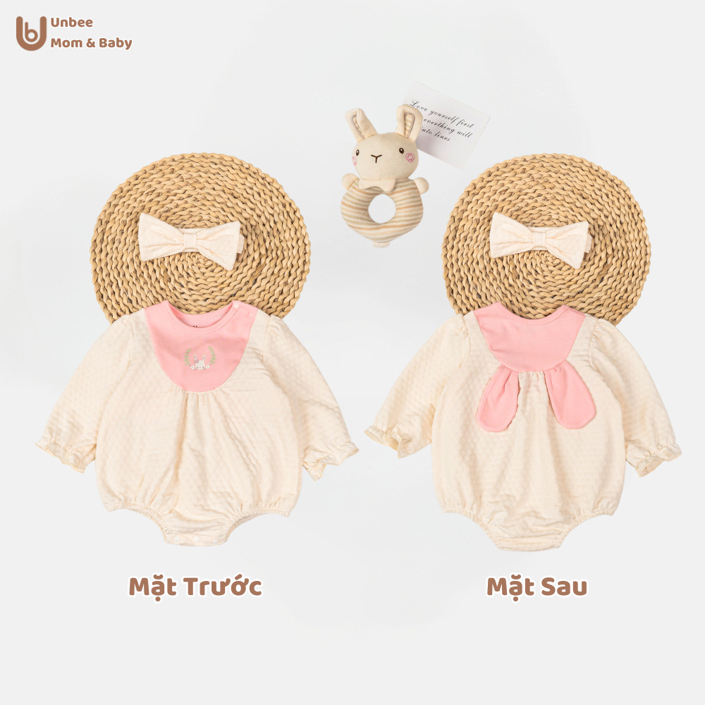 Set Bodychip Bé Gái Unbee Phối Tai Thỏ Kèm Băng Đô Chất Nỉ Modal Mềm Ấm Cho Bé Sơ Sinh
