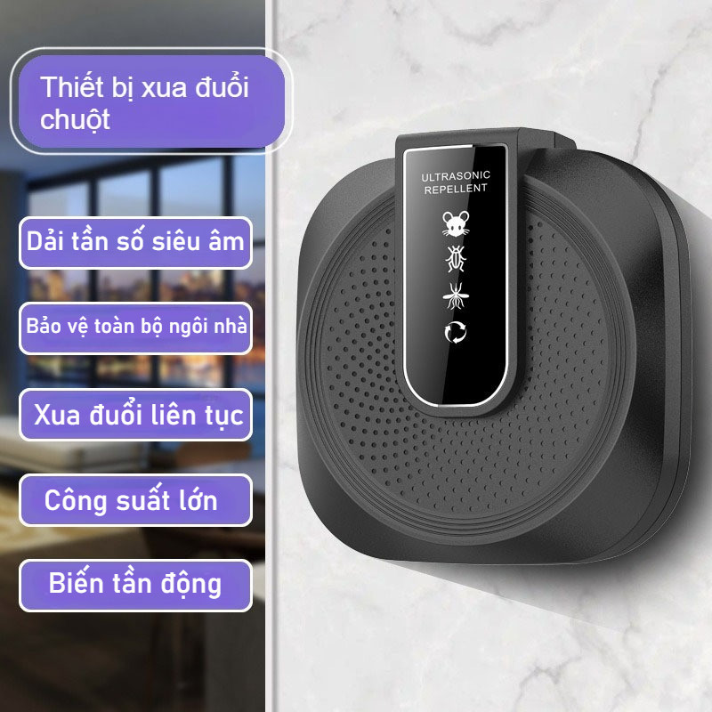 Máy Đuổi Chuột Siêu Âm Tần Số Cao Công Suất Lớn, Tự Động Đổi Tần Số, An Toàn Cho Gia Đình và Vật Nuôi