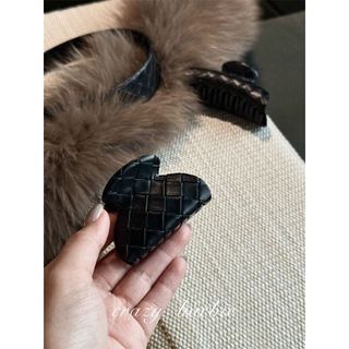 Kẹp Tóc Cá Mập Da PU Bện Kim Cương - Phụ Kiện Thời Trang Cho Nữ