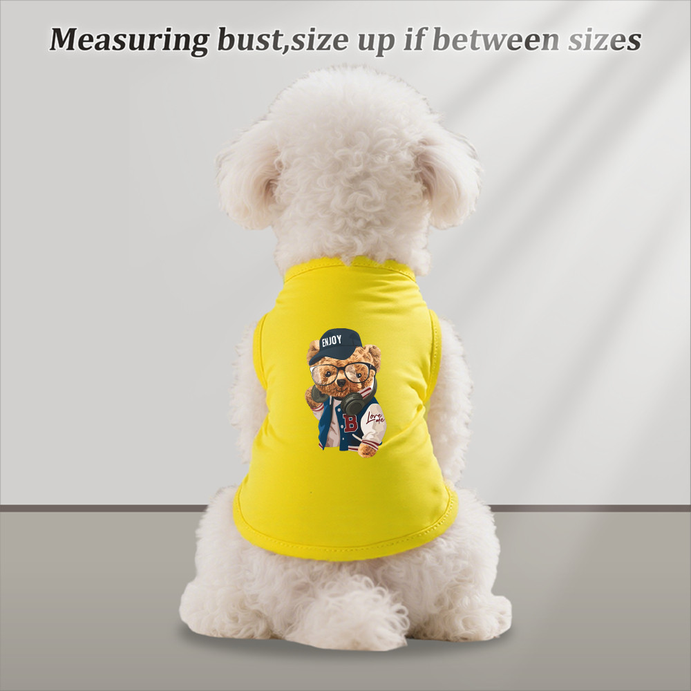 Áo vest thú cưng cỡ S-2XL, in hình gấu hợp thời trang trong khuôn viên, có nhiều màu sắc và thoáng khí cho mùa hè, thích hợp cho cả sử dụng trong nhà và ngoài trời, tất cả chó mèo nhỏ.