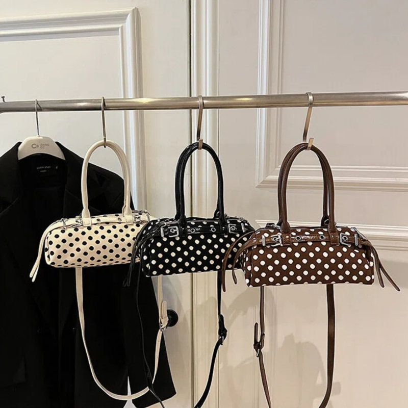 ANCO 2026 Thời trang Hàn Quốc mới Wave Dot nách túi Polka Dot Túi xách tay cho phụ nữ vai ba lô Vai chéo Túi đôi đơn giản