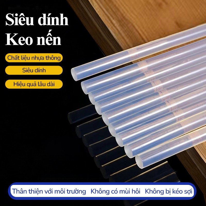 Keo nến nhỏ 0.7 * 25cm siêu dính, bó 50 cây trong suốt - Hàng tốt đa năng, chuyên dùng cho thủ công mỹ nghệ và trang trí