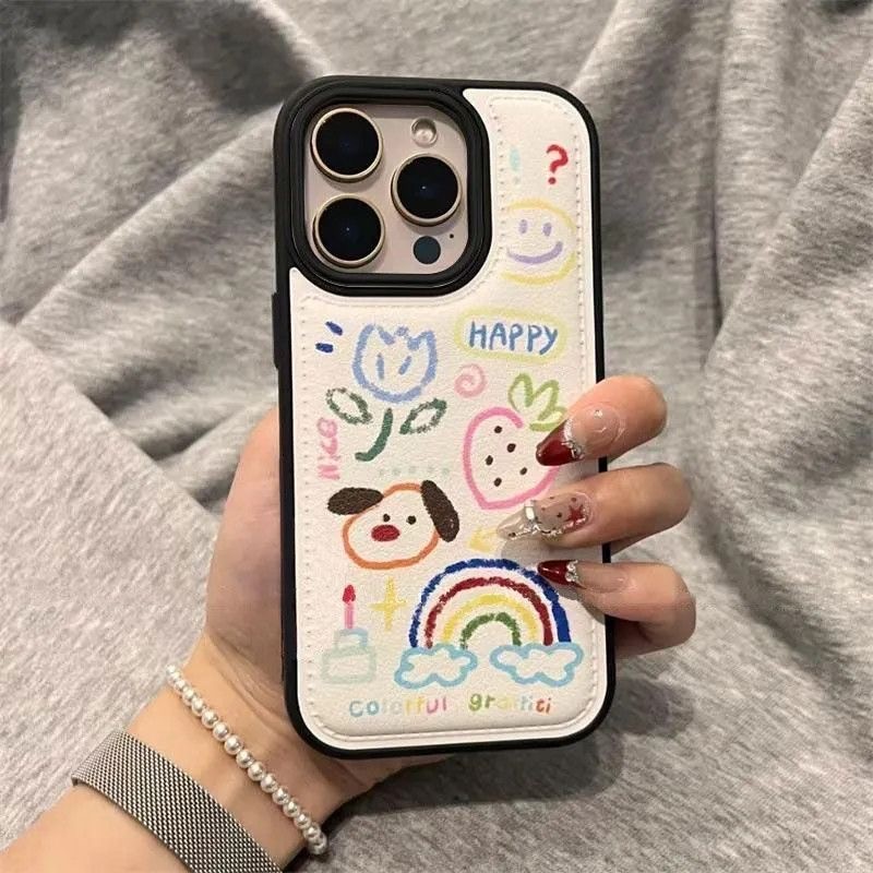 Gỗ bảo vệ điện thoại iPhone 14 chống rơi, có nhiều lỗ lớn, phù hợp với vỏ điện thoại 17/16/15, dành cho chó hoạt hình