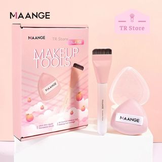 Bộ Cọ Trang Điểm MAANGE 3 Món: Cọ Tán Kem Nền Bản Rộng Siêu Mỏng & Mút Tán Tam Giác Kèm Hộp Đựng