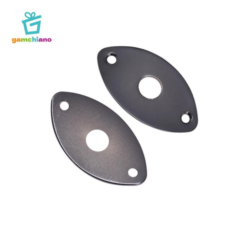 2 Miếng Kim Loại Hình Bầu Dục Cong Jack Đĩa Cho Đàn Guitar Điện Phần Bass Bạc