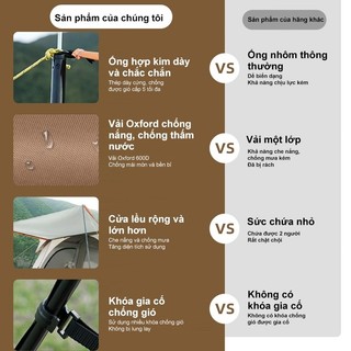 Lều Cắm Trại cho 10-12 người lều 2 lớp chống mưa tốt, khung kim loại siêu bền, thao tác dễ dàng