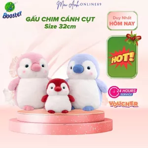 Gấu bông Chim Cánh Cụt 32cm – Cánh cụt bông dễ thương, Thú nhồi bông mềm mịn, Gọn nhẹ