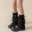 GUSTAVA Trẻ Em Chân Ấm Áp, Phong Cách Ngọt Ngào Dệt Kim Chân Cover, Kawaii Nơ Viền Đàn Hồi Cao Gothic Phong Cách Tất Thu Đông Mùa