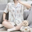 Bộ Đồ Ngủ Nữ Mây Cotton Đôi Ngắn Bé Gái Dễ Thương Nhỏ Ve Áo Ngắn Tay Loungewear Phù Hợp Với