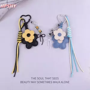 HFSHY Thời Trang Dễ Thương Da Hoa Móc Khóa Ins Phong Cách Sáng Tạo Dây Bện Móc Khóa Cho Bé Gái Túi Mặt Dây Chuyền Chìa Khóa Treo Trang Trí VN