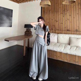 <![Giảm giá trong thời gian có hạn] Bộ đồ nữ thời trang, quần ống rộng, lưng cao, thoáng mát mùa hè
