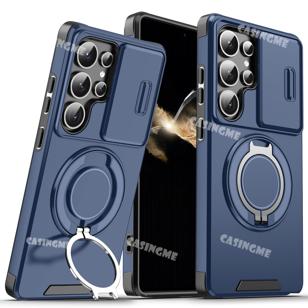 Ốp Điện Thoại Giáp Sang Trọng Cho Samsung Galaxy S26Ultra S26 26S S24 S 26 S25 Plus + Ultra FE 4G 5G Trượt Camera Bảo Vệ Vỏ Từ Giá Đỡ Giáp Chống Sốc Ốp Lưng