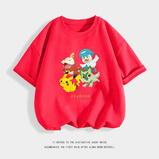Áo thun casual dễ thương và vui nhộn dành cho bé trai với hình ảnh Pokémon Pikachu và các Pokémon khác.