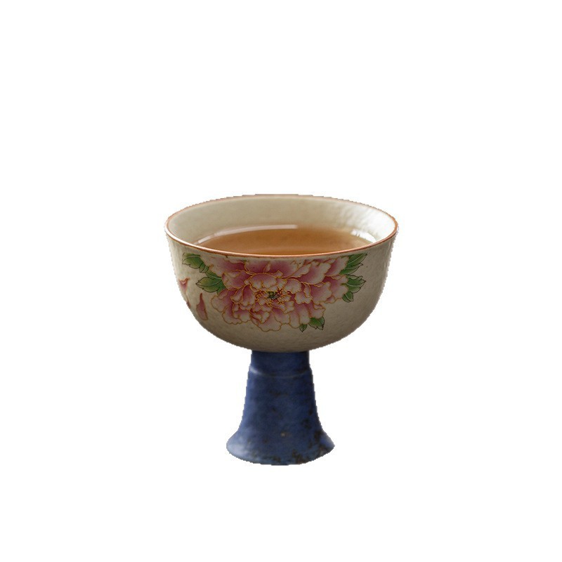 Retro Xanh Trắng Đá Lửa Đen Trà Hoa Mẫu Đơn Master Cup Cốc Hộ Gia Đình Cao Cấp Giá Trị Cao Cấp Cốc Trà Cá Nhân 26.3.2 7UQ3