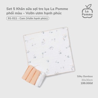 LA pomme SS26.T2.2 K001 Set 5 Khăn sữa sợi tre lụa La Pomme phối màu cho bé