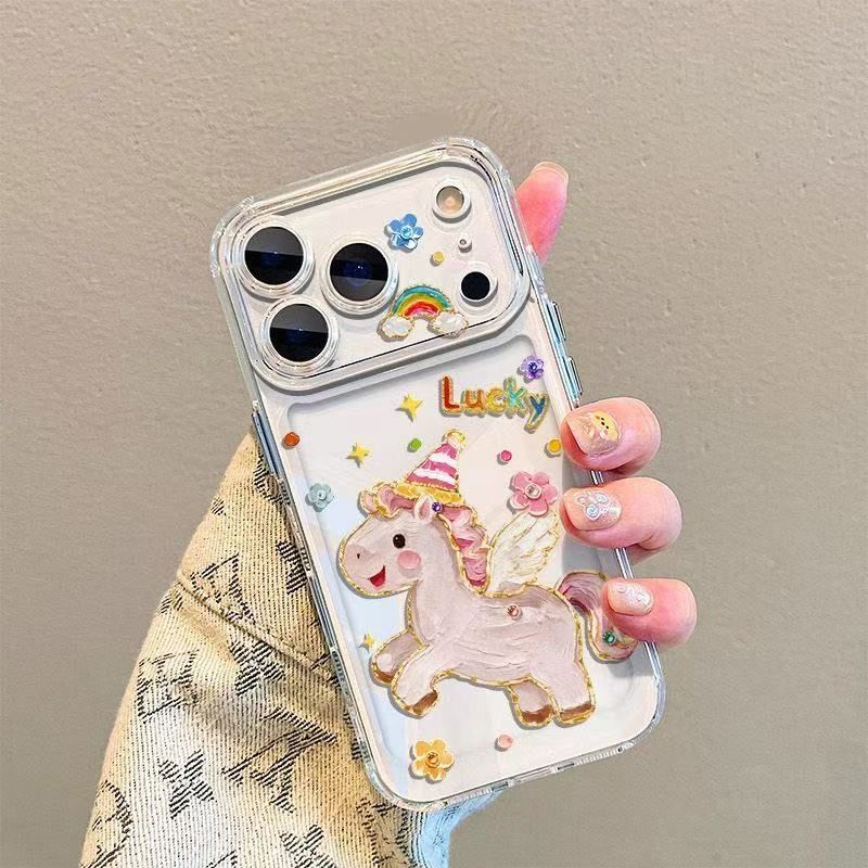 Màu hồng ngựa nhỏ cho 16 trường hợp iPhone 17Air Quad chống ngã 14 13 11Pro