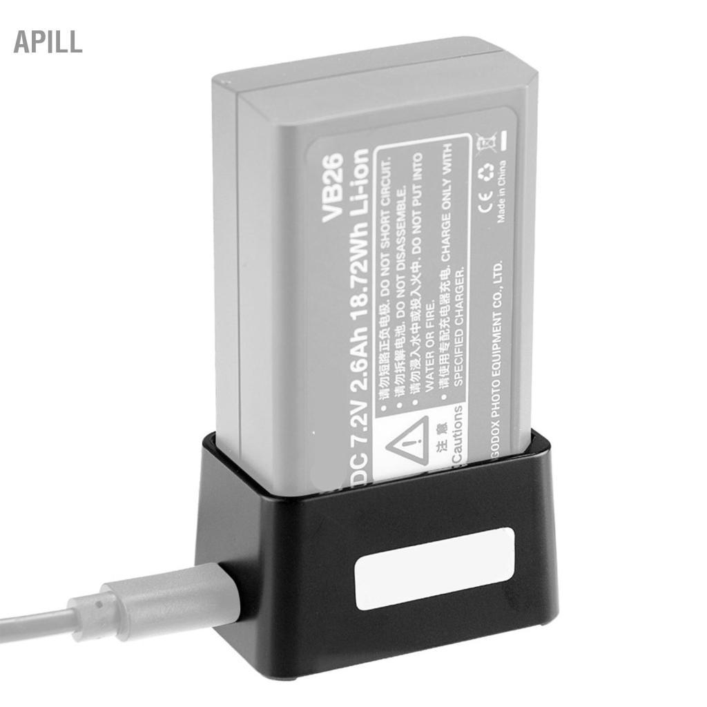 Apill Godox VC26 USB Sạc Pin DC 5V Đầu Vào 8.4V Đầu Ra Để Sạc V1S V1C V1N V1F V1O V1P đầu Tròn Đèn Flash