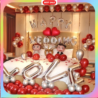 Set Bóng Bay Trang Trí Phòng Cưới Tân Hôn Happy Wedding Đẹp Dễ Làm, Đầy Đủ Phụ Kiện [TẶNG BƠM+BĂNG DÍNH]  DF42