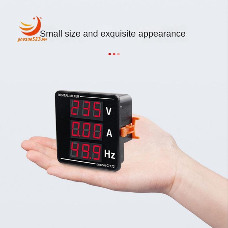 [gaozuo523.vn] Vôn kế AC Ampe kế Ba màn hình Đồng hồ đo tần số điện áp dòng điện AC50-500V AC0-120A 10-99.9Hz