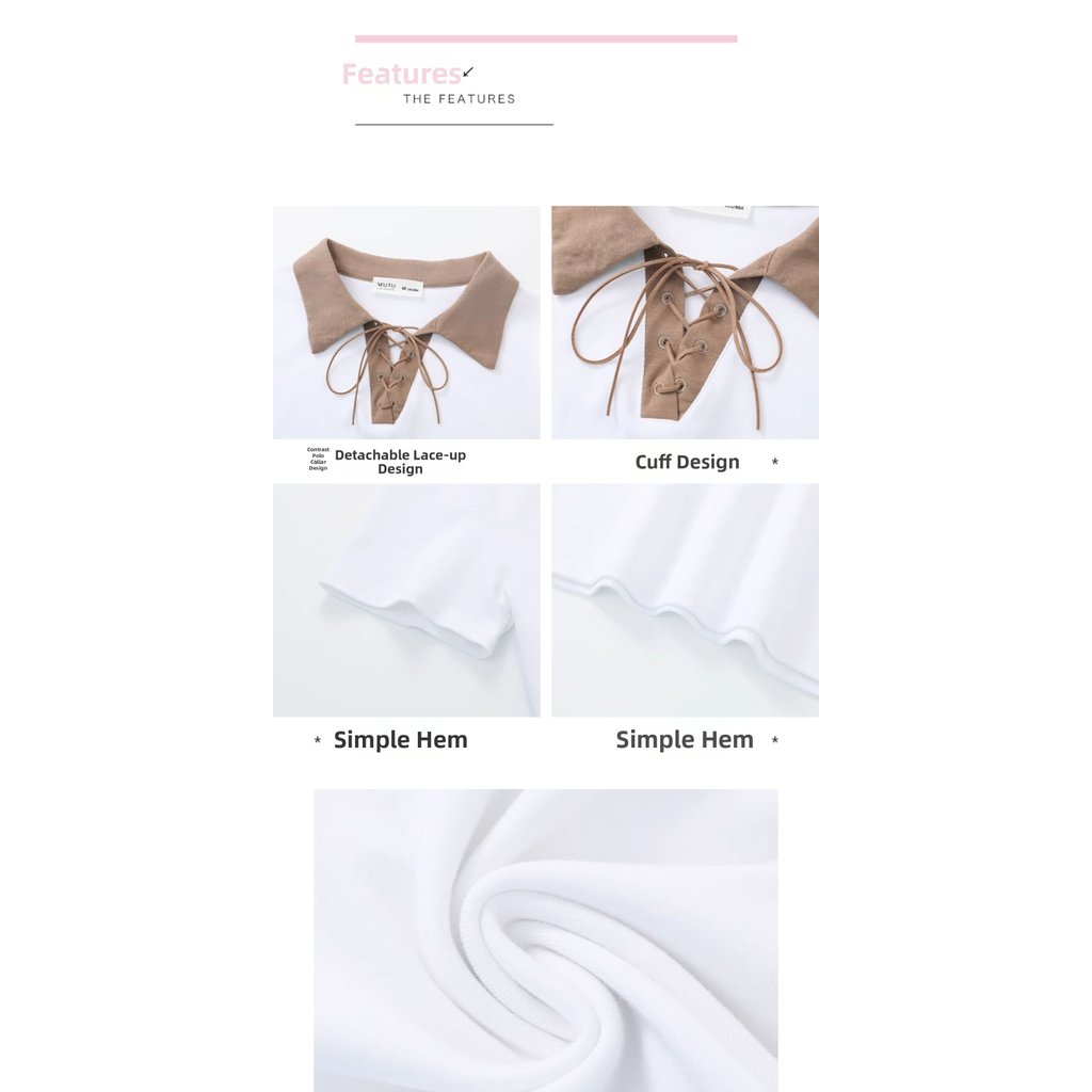 Mutu Ren-Up Polo Sang Trọng, Thiết Kế Niche Hot Girl, Tay Ngắn Phù Hợp Mùa Hè
