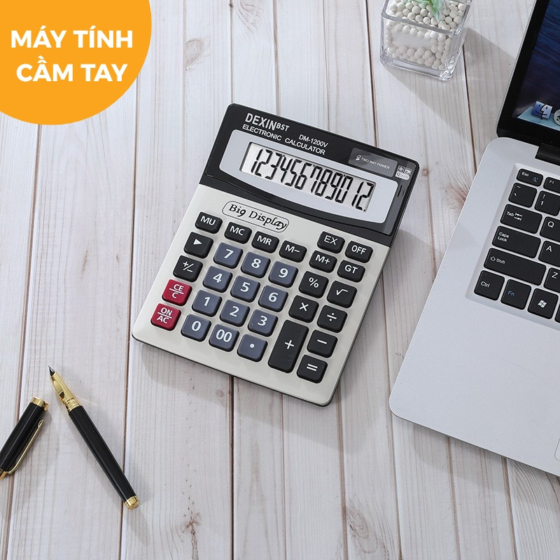 Máy tính DM-1200V — Máy tính 12 chữ số chạy bằng pin kép, phím bấm lớn, thao tác nhanh chóng