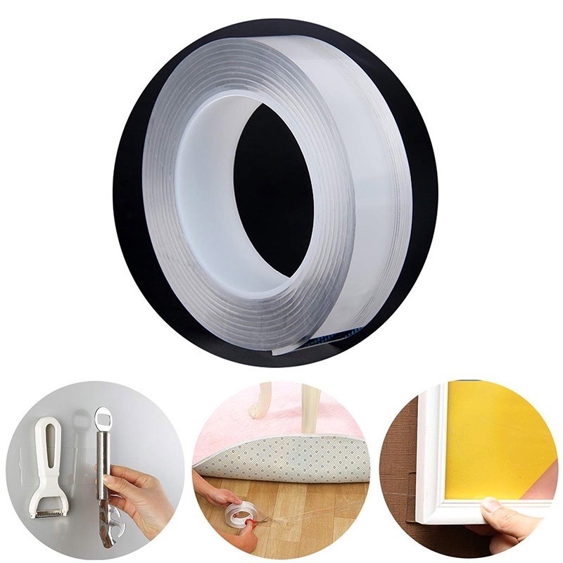Combo 5 Cuộn Băng Dính 3M, Keo Dán 2 Mặt Trong Suốt, Băng Keo Chống Thấm, Dính  Trên Nhiều Bề Mặt, Tái Sử Dụng