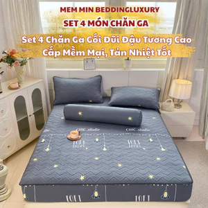 Bộ ga gốI 4 món chất liệu đũi bông đậu tương cao cấp, tông màu sang trọng và độ bền cao MemminbeddingLuxury