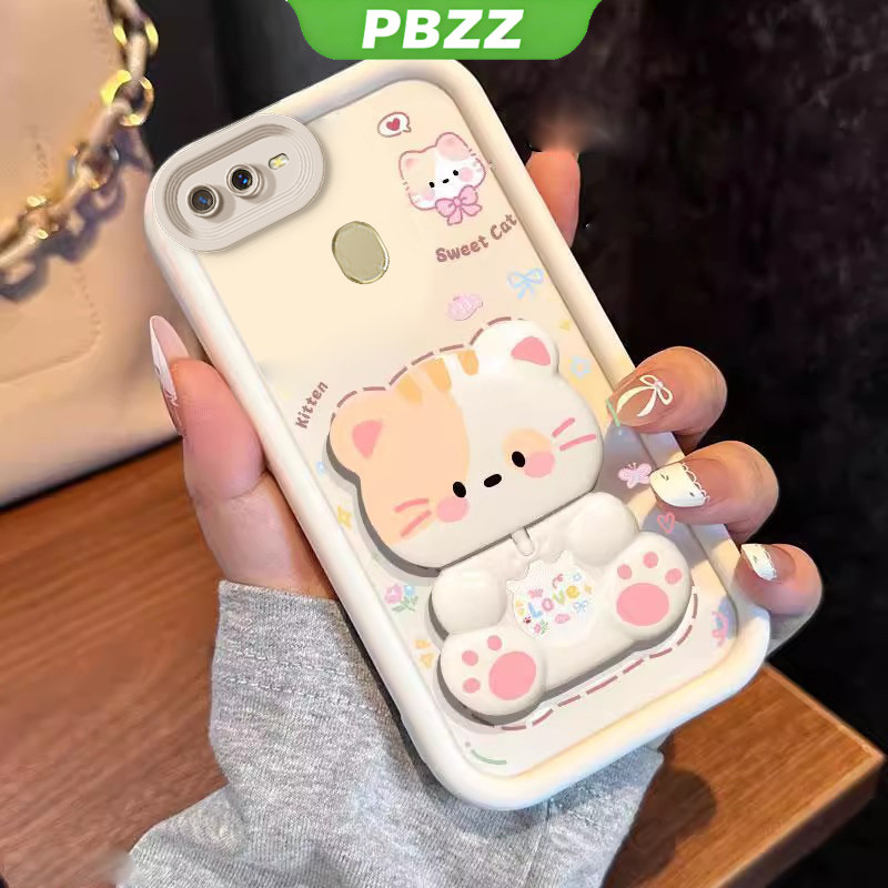 Ốp Lưng Cho oppo a5s oppo a12 oppo A7 oppo a3s oppo a12e F9 Vỏ Điện Thoại Vỏ Mềm Silicon Chống Sốc Thiết Kế Mới Thẩm Mỹ Mèo Hoạt Hình Có Giá Đỡ Cho Gương JTMMZJ01