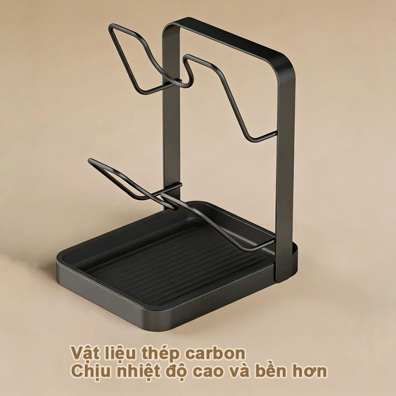 Giá đựng nắp nồi thép carbon chống gỉ 1 2 tầng khay hứng nước giải phóng không gian bếp gọn gàng