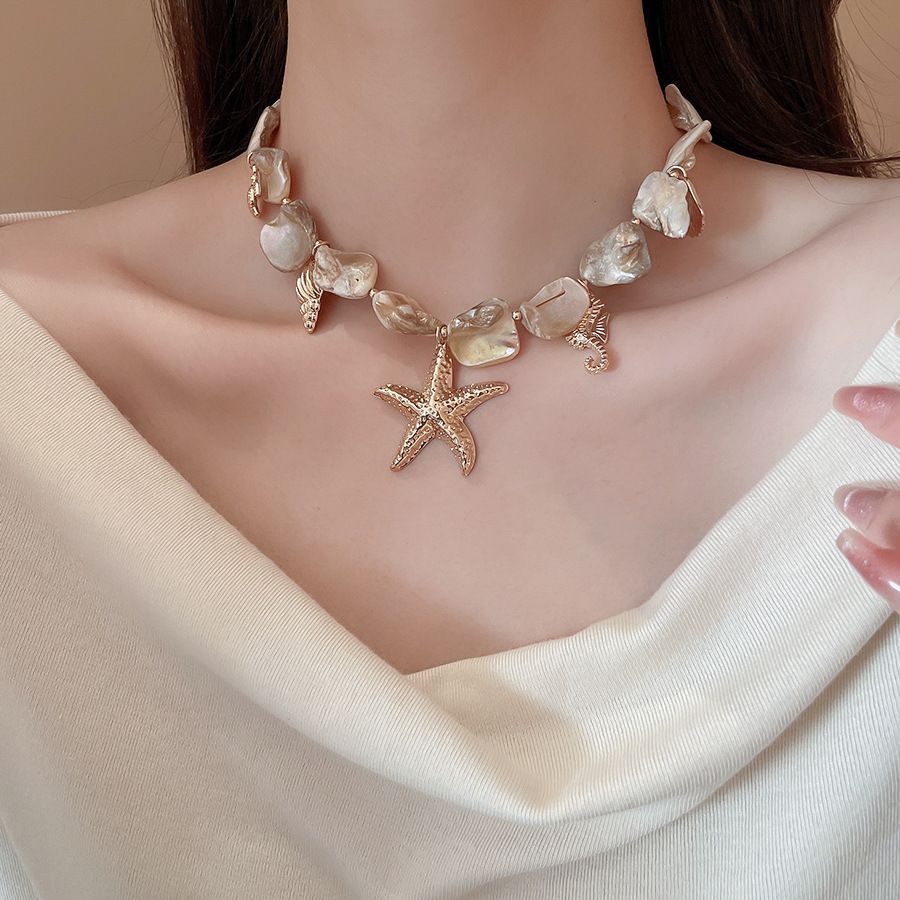 Phong Cách Bohemian Sao Biển Mặt Dây Chuyền Vỏ Vòng Cổ Cá Tính Thời Trang Xương Đòn Dây Xích Bên bờ Biển Kỳ Nghỉ Không Khí Phụ Kiện Dành Cho Nữ
