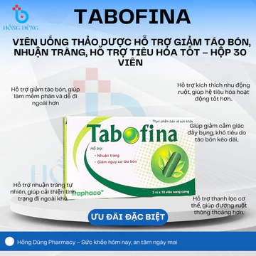Tabofina Viên Uống Thảo Dược Hỗ Trợ Giảm Táo Bón, Nhuận Tràng, Hỗ Trợ Tiêu Hóa Tốt – Hộp 30 Viên