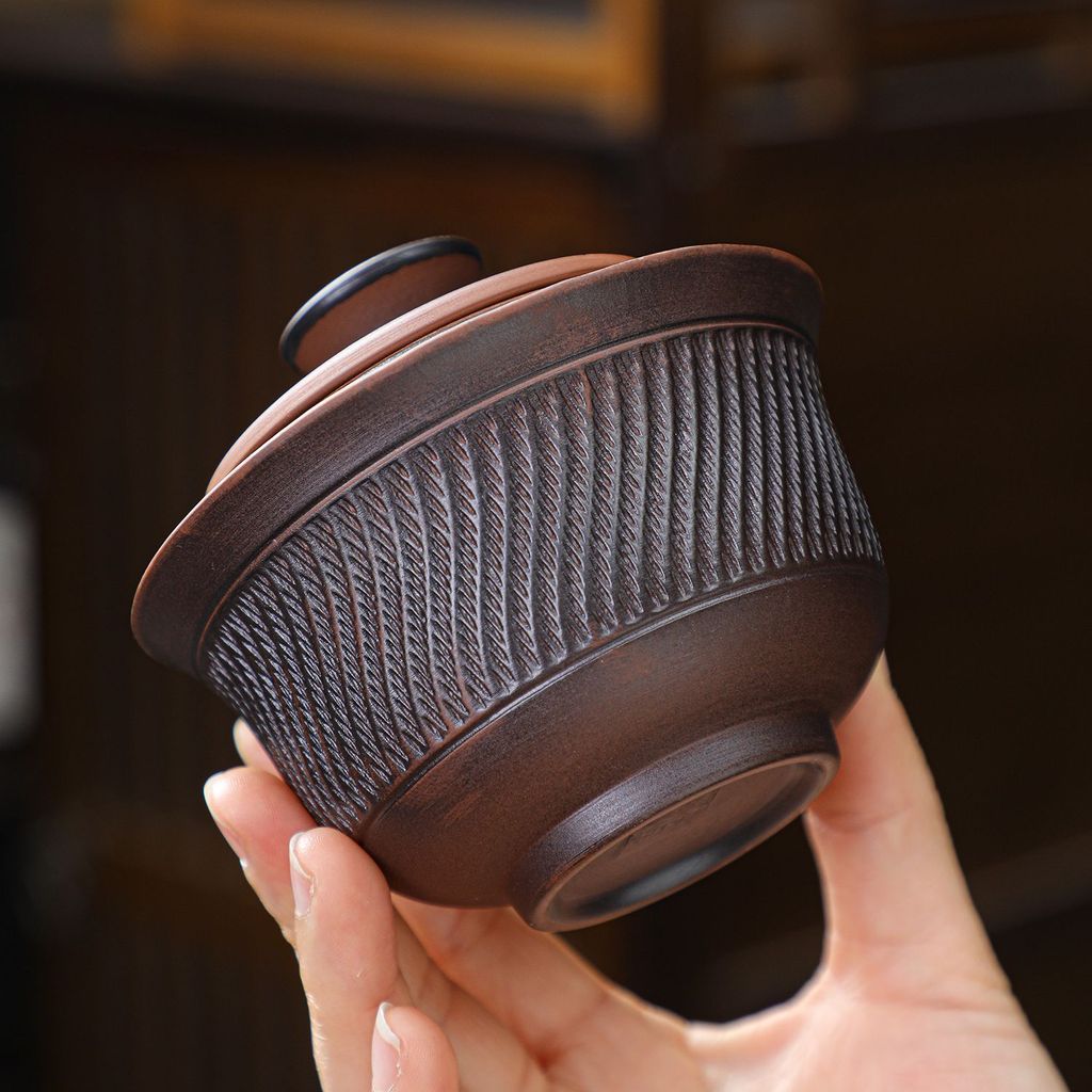Tím Gốm Sancai Gaiwan Mới Phong Cách Trung Hoa Trà Bộ Trà Cao Cấp Cốc Trà Hộ Gia Đình