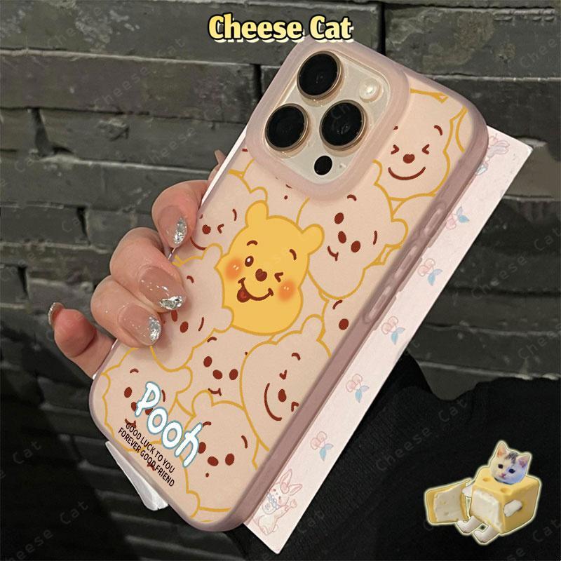 ôi em yêu Winnie chú gấu dễ thương Ốp điện thoại màu vàng mờ cho iPhone 15 16 11 12 13 14 17 Pro Max 7 Plus XR Xs Max