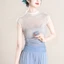 Áo khiêu vũ NICOLOO, Áo lưới trong suốt không tay thanh lịch, thoáng khí Gradient cổ giữa mềm mại Trang phục khiêu vũ hiện đại Tập Yoga khiêu vũ