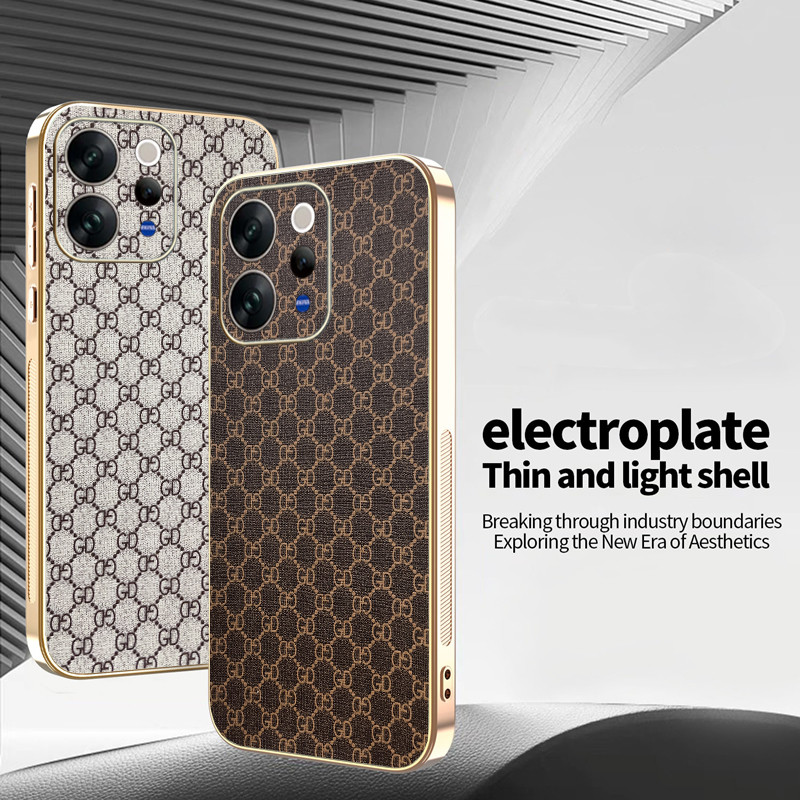 Ốp YJD Cho Vivo V70 Elite Sang Trọng Cổ Điển Da Thời Trang Mạ Điện Edge Chống Rơi Vỏ Bảo Vệ Điện Thoại
