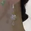 Mặt dây chuyền hình giọt hoa Zircon trắng thanh lịch Bông tai màu vàng dành cho nữ Tinh tế Tính khí ngọt ngào Trang sức bé gái