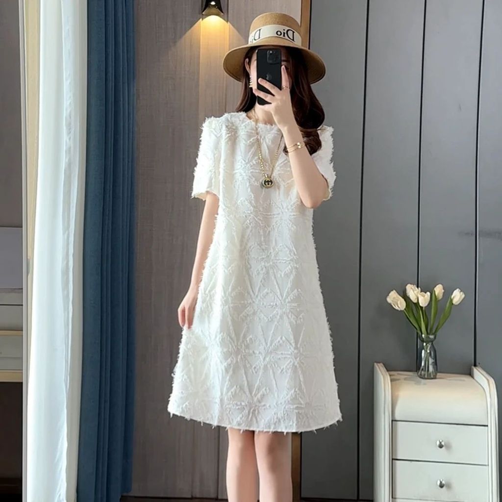 Đầm nữ mùa hè phong cách sang trọng nhẹ nhàng, kiểu dáng nhỏ gọn, thiết kế Pháp mới, có tua rua, ren