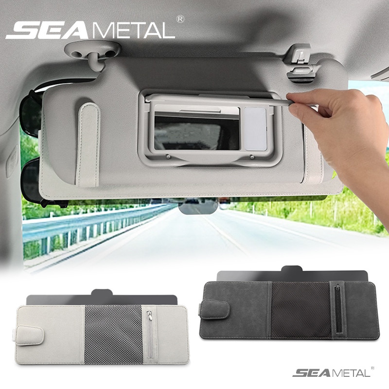 SEAMETAL 2in1 tổ chức kính mắt, kẹp thẻ, chống chói, che nắng ô tô mở rộng