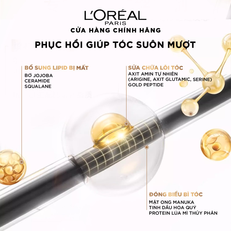 Mặt nạ ủ tóc chuyên sâu gold peptide phục hồi hư tổn giúp suôn mượt tóc L’Oreal Paris Extraordinary Oil Mask 250ml