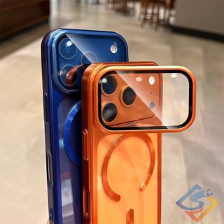 Ốp điện thoại giá đỡ ống kính trong suốt vô hình sang trọng cho IPhone 17 Pro Max 17 Pro 17 bảo hiểm toàn diện Bảo vệ Camera Vỏ trong suốt từ tính Vỏ chống sốc