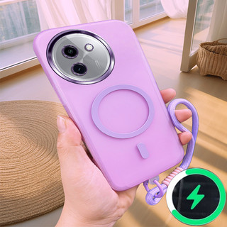 Thích hợp cho ốp điện thoại Vivo Y200i Y38 5G Y18 5G Vỏ mềm mờ từ tính nhiều màu sắc có dây đeo tay 0036