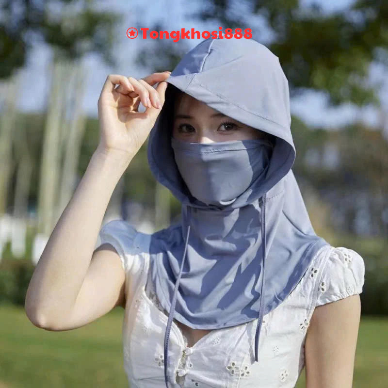 Mũ chống nắng kèm khẩu trang vải thun lạnh mát cho mùa Hè, mũ ninja che kín mặt chống tia UV MN2