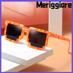 MERIGGIARE Kính Khảm Pixelated, Tiệc Disco Halloween Cosplay Kính Mát Khảm, Thời Trang Ngộ nghĩnh Tiểu Thuyết Mát Kính Chống Nắng Cho Người Lớn Thanh Thiếu Niên
