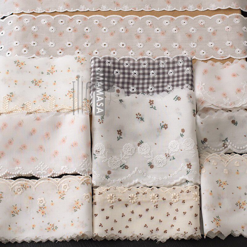 Quần áo handmade thêu ren từ vải cotton mềm, phong cách nông thôn, 1 yards