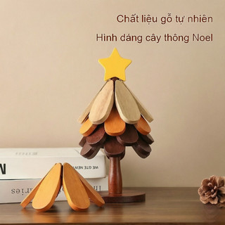 【COD】Tấm lót cách nhiệt đa năng hình cây thông, vừa lót nồi, lót ấm trà, vừa làm vật trang trí bàn ăn sang trọng.